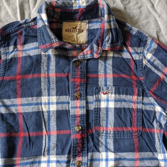 Blue/red plaid button up - Picture 2 of 2